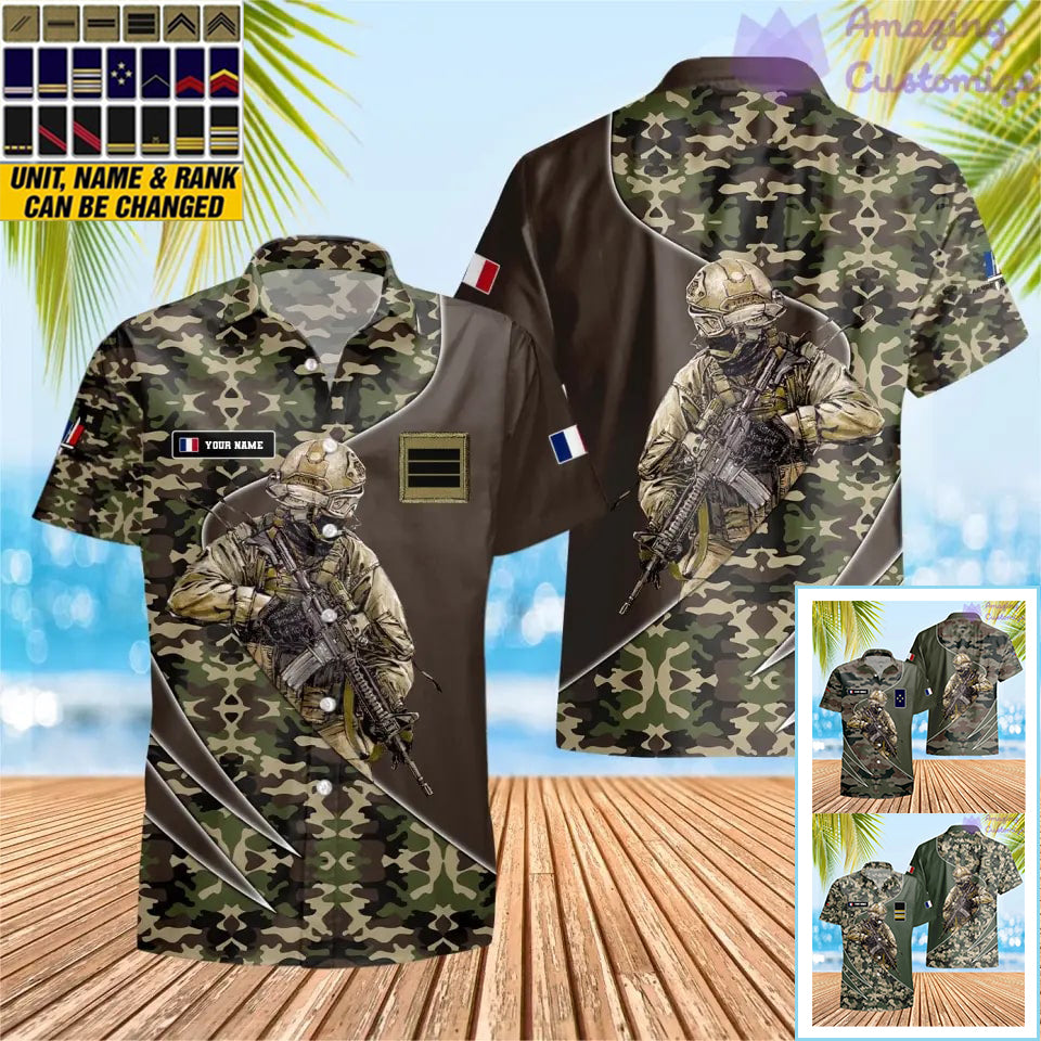 Personalisiertes Frankreich mit Namen und Rang Soldat/Veteran Hawaii All Over Printed - 15052401QA