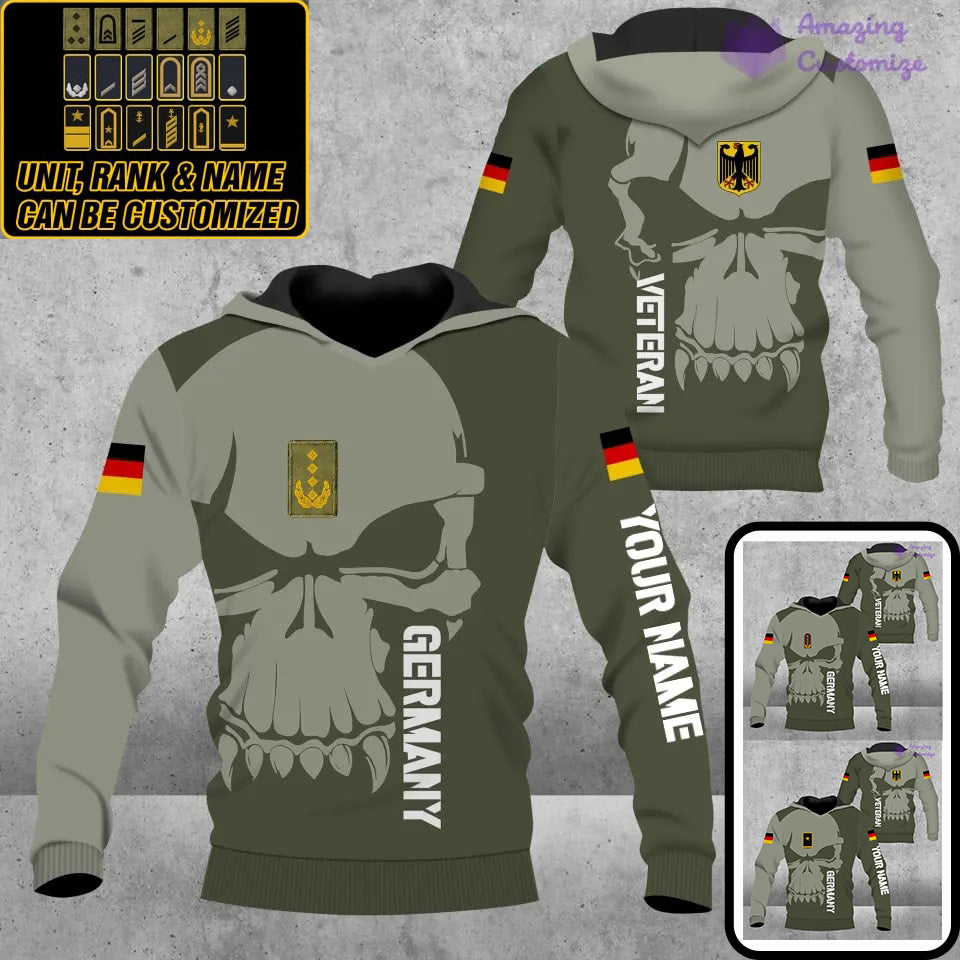 Personalisierter Kapuzenpullover mit Camouflage-Muster für deutsche Soldaten/Veteranen mit Namen und Rang, 3D-Druck – 1602240001