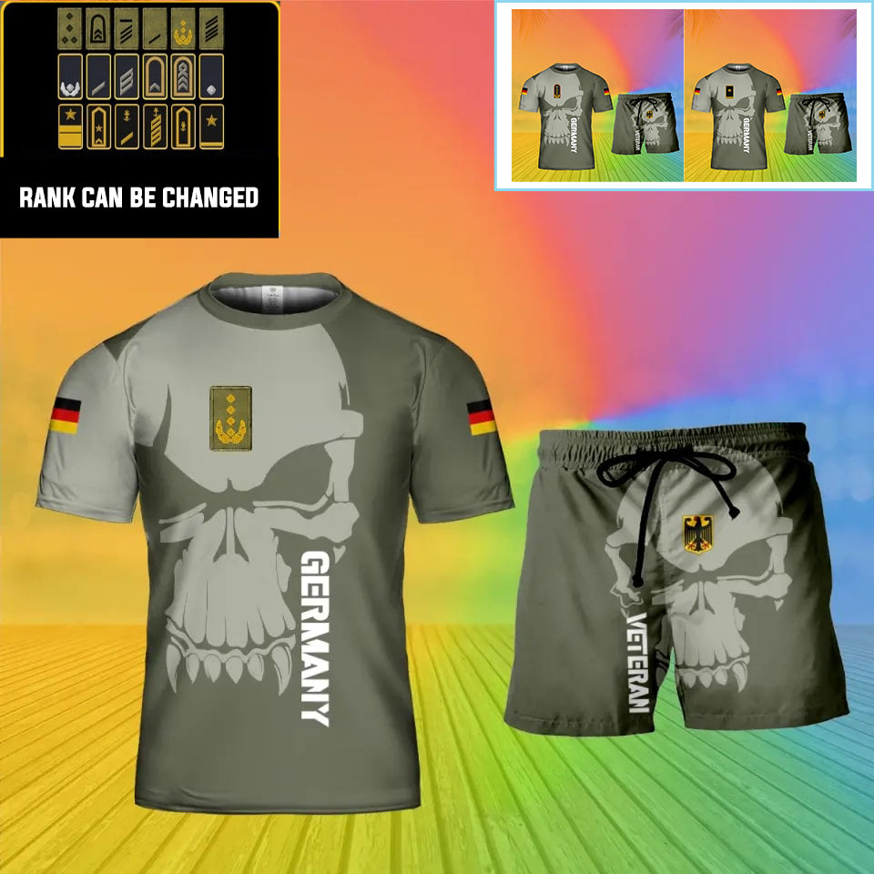 Personalized Germany Soldier/ Veteran Camo With  Rank Combo T-Shirt + Short 3D Printed  - 13042401QA