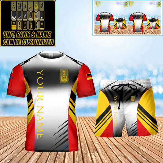 Personalized Germany Soldier/ Veteran Camo With Name And Rank Combo T-Shirt + Short 3D Printed  - 16052401QA