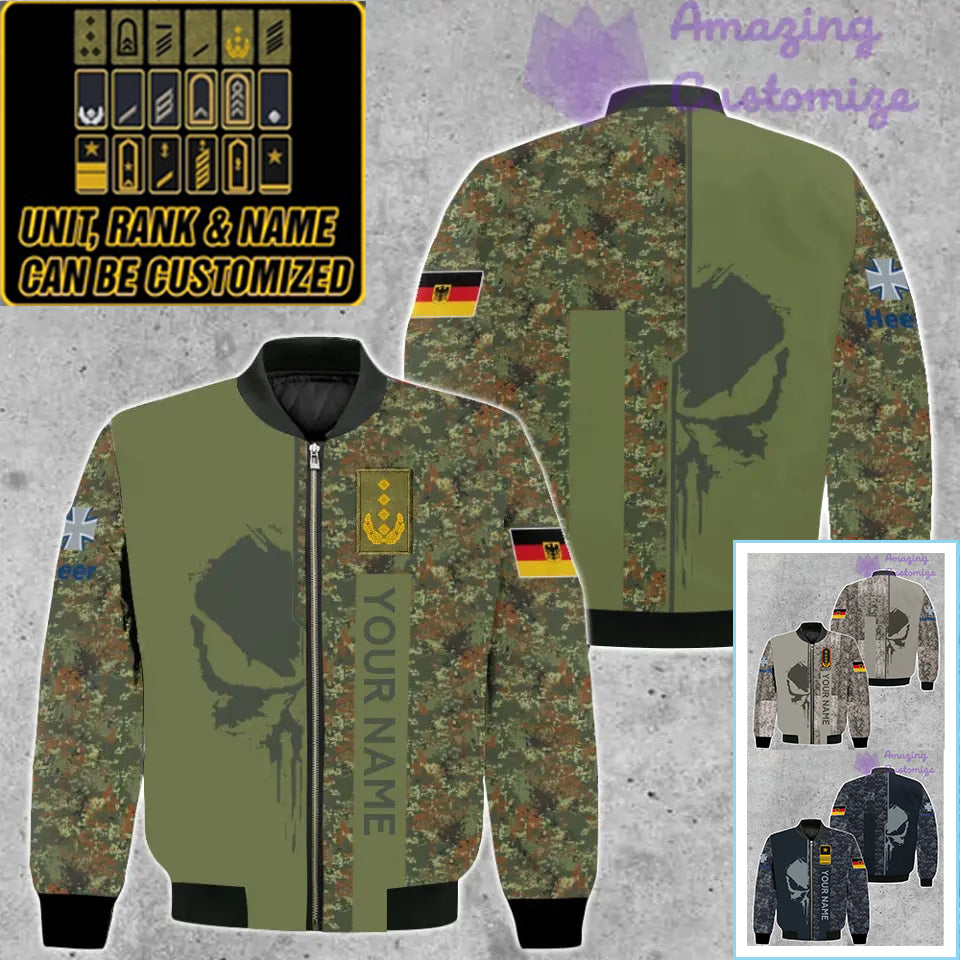 Personalisierte Bomberjacke mit Camouflage-Muster für deutsche Soldaten/Veteranen mit Namen und Rang, 3D-Druck – 10052401QA