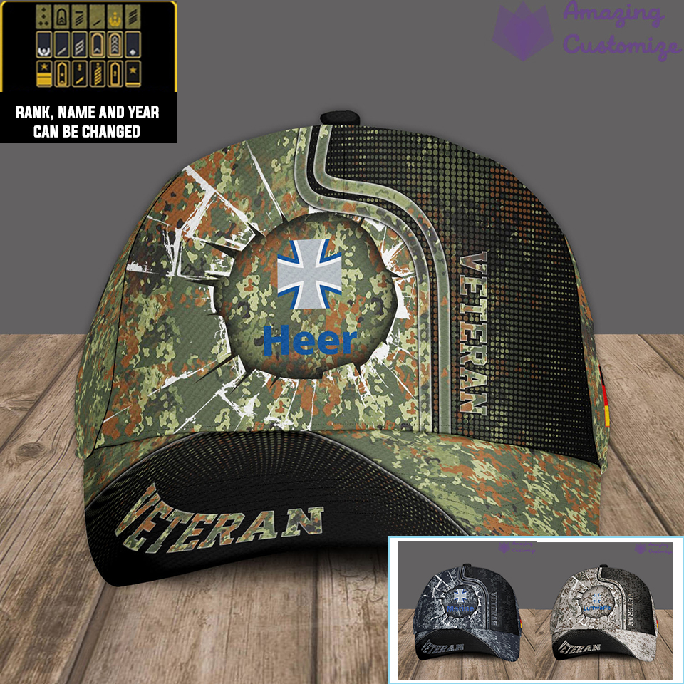 Personalized Rank, Year And Name Germany Soldier/Veterans Camo Baseball Cap - 17170272