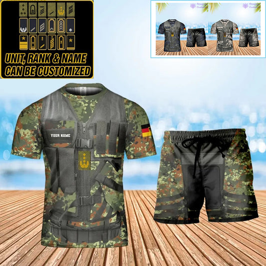 Personalized Germany Soldier/ Veteran Camo With Name And Rank Combo T-Shirt + Short 3D Printed  - 22042401QA