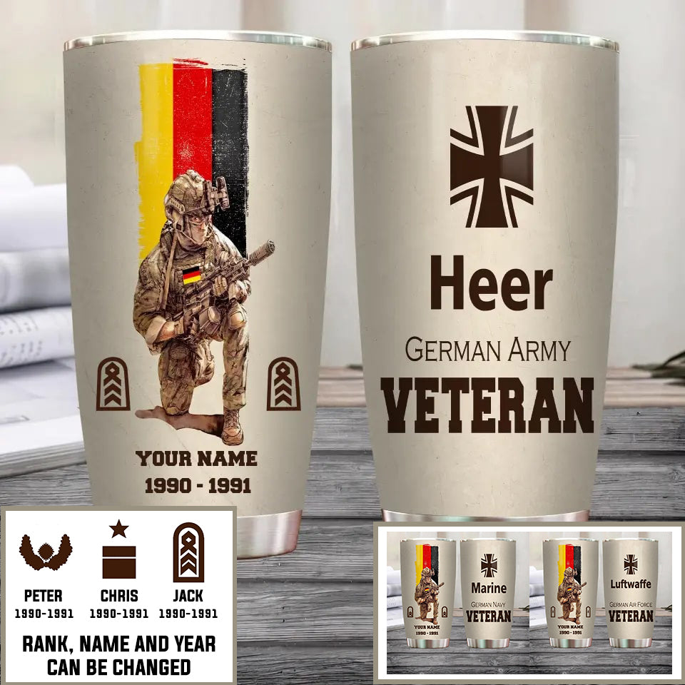 Personalized Germany Veteran/ Soldier With Rank, Year And Name Tumbler - 10062401QA