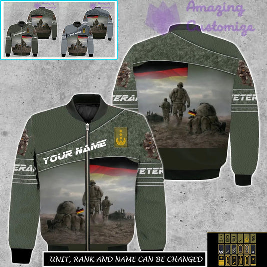 Personalized Germany Soldier/Veteran Camo with Name, Rank Bomber All Over Printed - 17265312