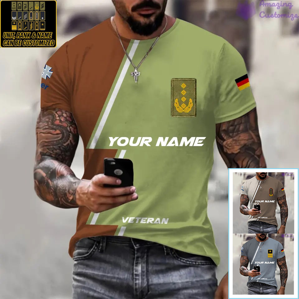 Personalisiertes Deutschland T-Shirt Soldat/Veteran mit Namen und Rang, komplett bedruckt – 20052401QA