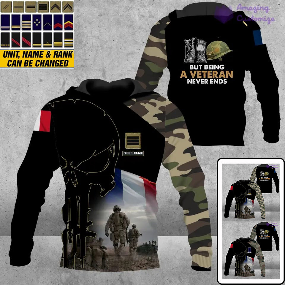 Personalized France Soldier/ Veteran Camo With Name And Rank Hoodie 3D Printed - 16892928