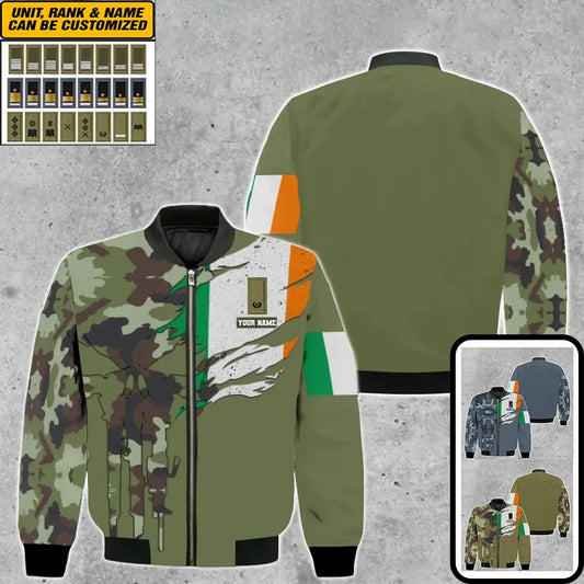 Sweat à capuche personnalisé avec nom et grade de soldat/vétéran irlandais - 0512230001