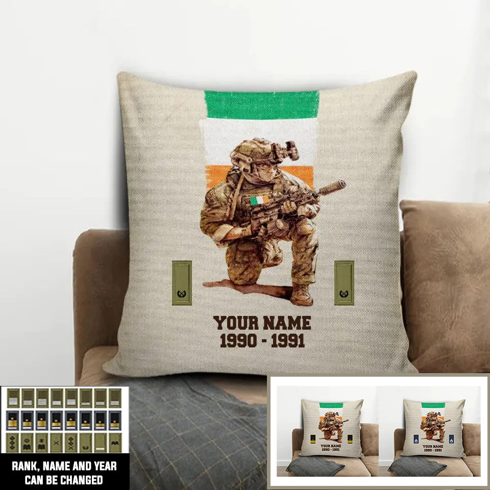 Personalized Ireland Soldier/ Veteran With Name, Year And Rank Pillow 3D Printed - 03072401UT