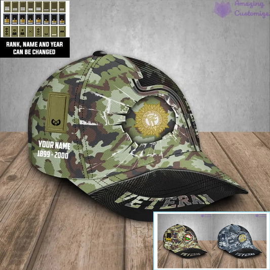 Baseballkappe mit Camouflage-Muster für irische Soldaten/Veteranen mit Rang, Jahr und Namen – 30052401QA