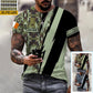 Personalisiertes irisches Soldaten-/Veteranen-T-Shirt im Camouflage-Stil mit Namen und Rang, 3D-Druck – 0503240001QA