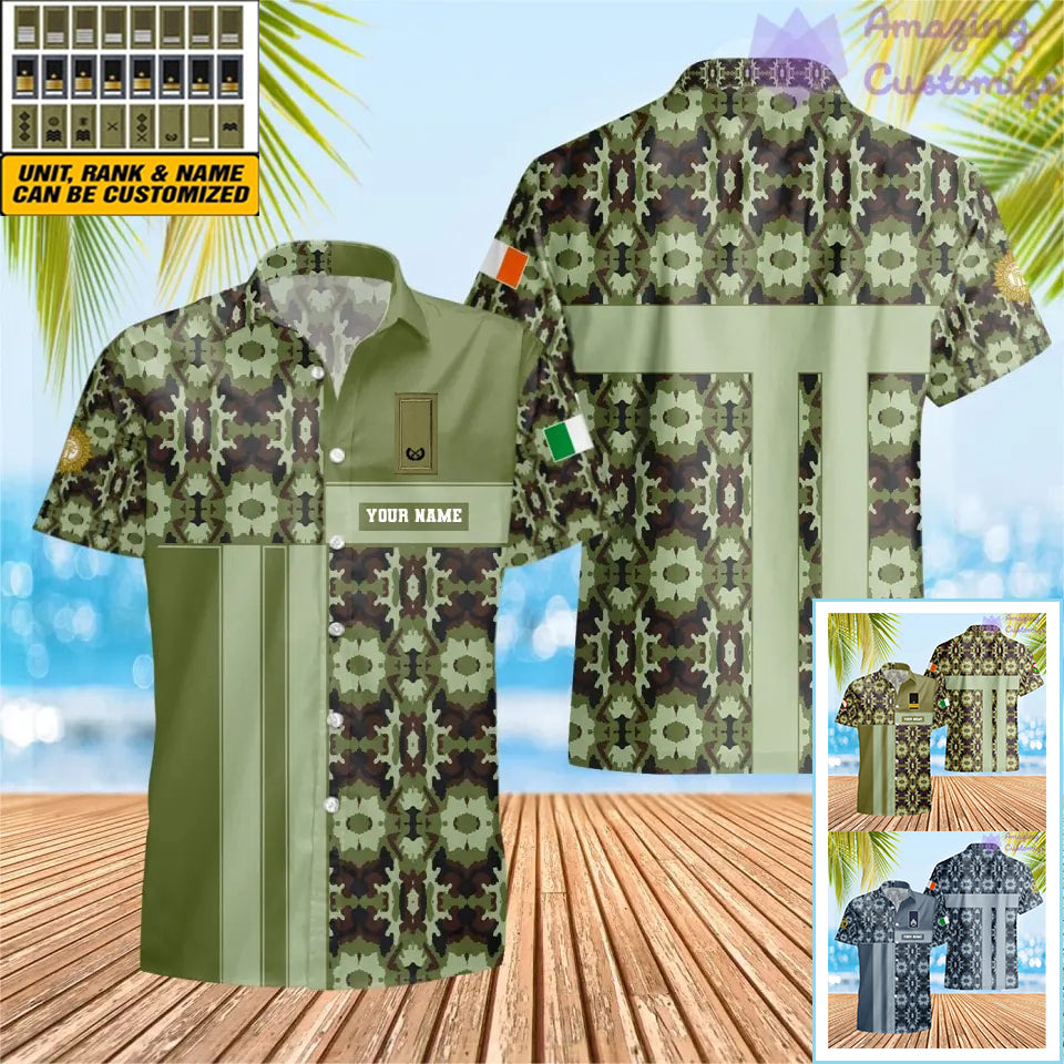 Personalisierter irischer Soldat/Veteranen-Tarnanzug mit Namen und Rang, Hawaii-Aufdruck – 07052401QA