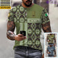 Personalisiertes irisches Soldaten-/Veteranen-T-Shirt im Camouflage-Stil mit Namen und Rangaufdruck – 07052401QA