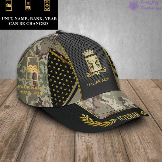 Personalized Rank, Year And Name Italy Soldier/Veterans Camo Baseball Cap - 17163360