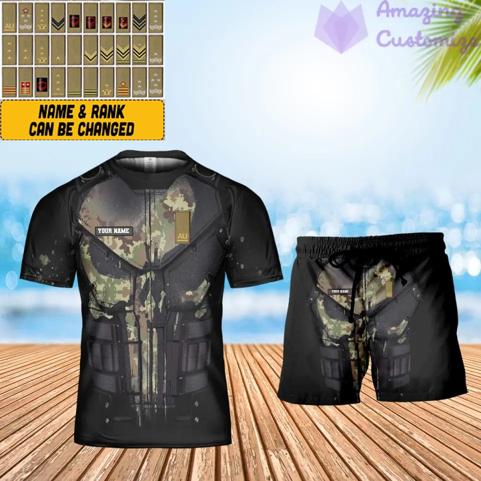 T-shirt personnalisé avec camouflage soldat/vétéran italien avec nom et grade + short imprimé en 3D -0112230001QA