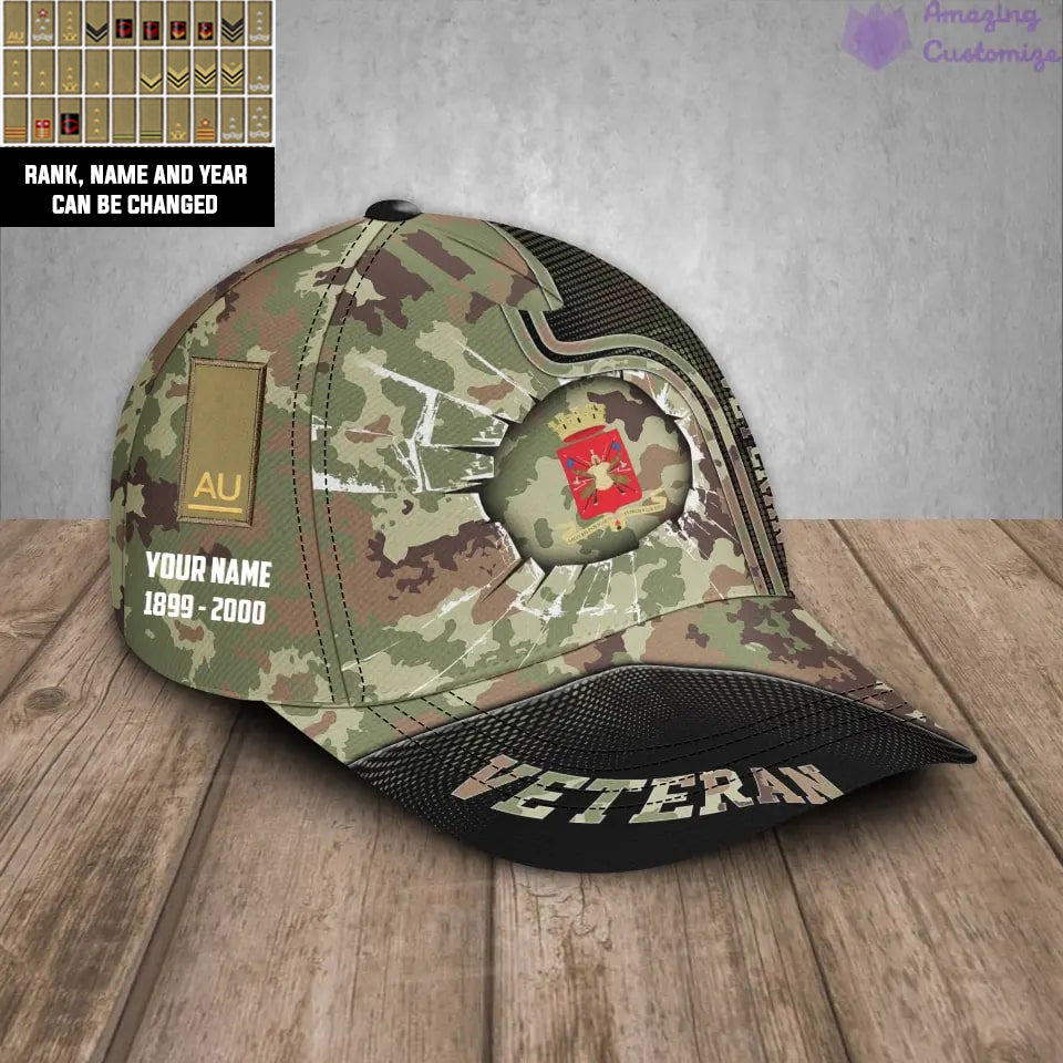 Personalized Rank, Year And Name Italy Soldier/Veterans Camo Baseball Cap - 17170272