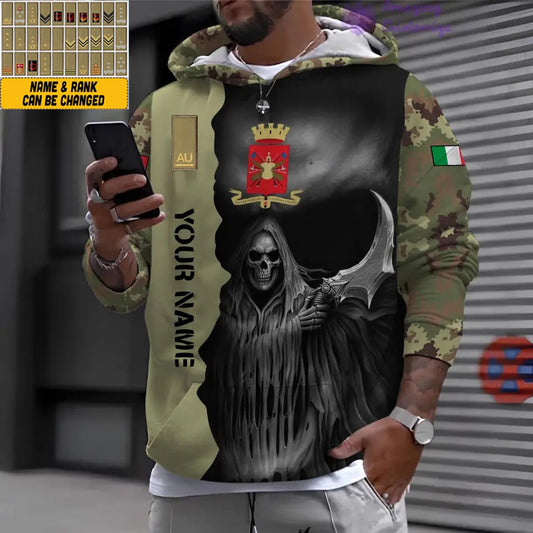 Personalisierter italienischer Soldat/Veteran mit Namen und Rang 3D-Kapuzenpullover mit Rundumdruck – 17062272