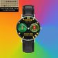 Personalized Italy Soldier/ Veteran With Name, Rank and Year Black Stitched Leather Watch - 18062402QA - Gold Version