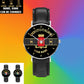 Personalized Italy Soldier/ Veteran With Name And Rank Black Stitched Leather Watch - 0703240001 - Gold Version