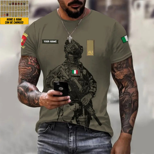 T-shirt personnalisé avec camouflage soldat/vétéran italien avec nom et grade imprimé en 3D - 17042401QA