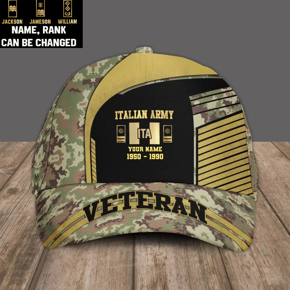 Casquette de baseball camouflage personnalisée avec rang et nom pour soldat/vétéran italien - 17109792