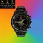 Personalized Italy  Soldier/ Veteran With Name, Rank and Year Black Stainless Steel Watch - 17146944- Gold Version