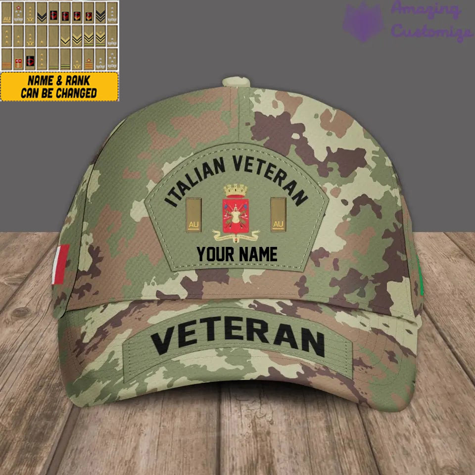 Personalized Rank, Year And Name Italy Soldier/Veterans Camo Baseball Cap - 1717027201