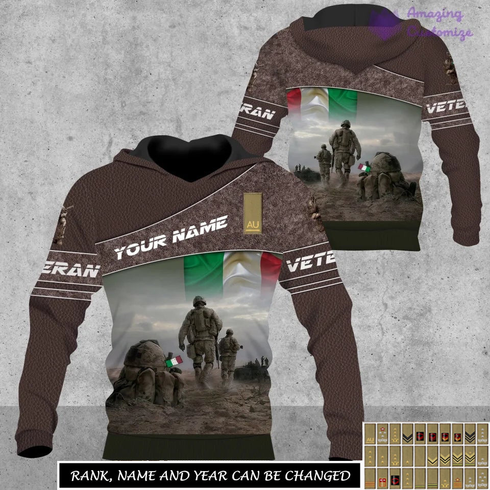 Personalized Italy Soldier/Veteran Camo with Name, Rank Hoodie All Over Printed - 17265312