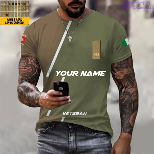 T-shirt personnalisé soldat/vétéran italien avec nom et grade imprimés sur toute la surface - 20052401QA