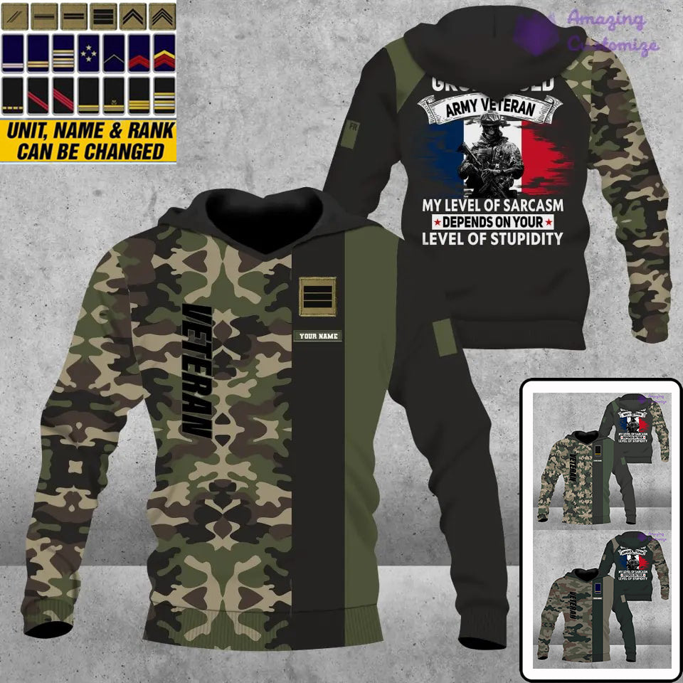 Personalized France Soldier/ Veteran Camo With Name And Rank Hoodie - 1688947201