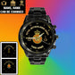 Personalized Netherlands Soldier/ Veteran With Name And Rank  Black Stainless Steel Watch - 17098560 - Gold Version