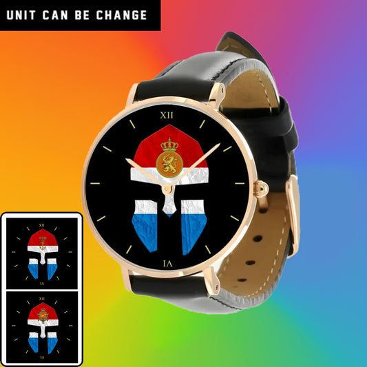 Montre en cuir noir cousue pour soldat/vétéran des Pays-Bas - 2903240001