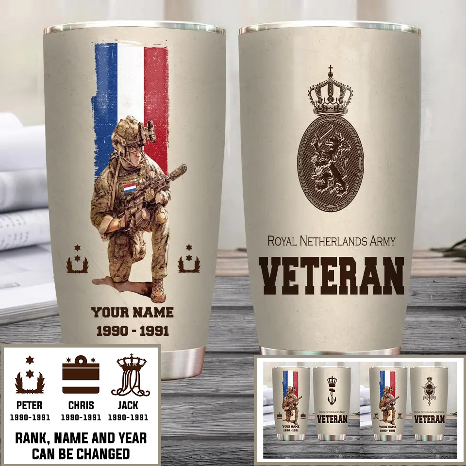 Personalized Netherlands Veteran/ Soldier With Rank, Year And Name Tumbler - 10062401QA