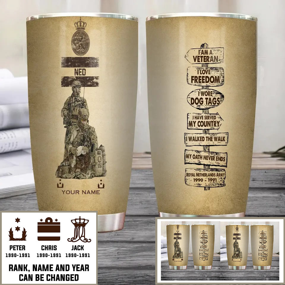 Personalized Netherlands Veteran/ Soldier With Rank, Year And Name Tumbler - 12062401QA