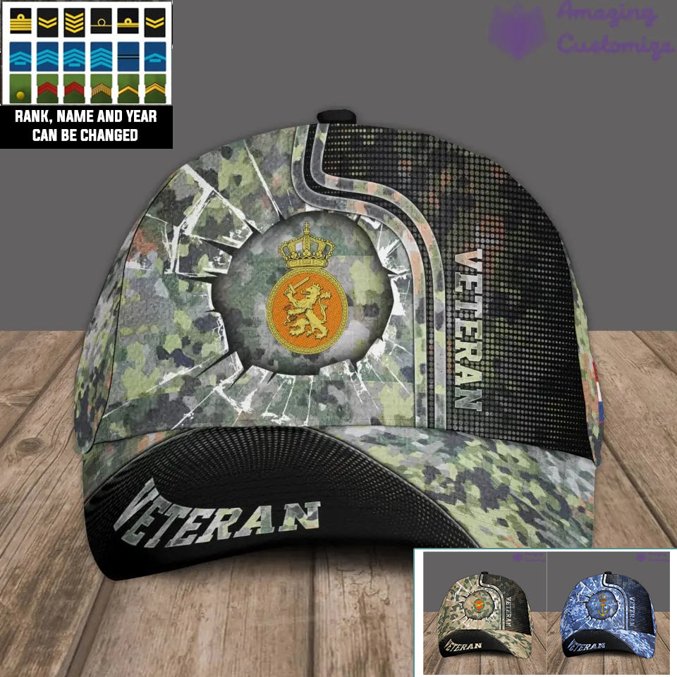 Casquette de baseball camouflage personnalisée avec rang, année et nom pour soldat/vétéran des Pays-Bas - 17170272