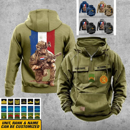 Sweat à capuche vintage personnalisé avec imprimé intégral du soldat/vétéran des Pays-Bas - 21062402QA