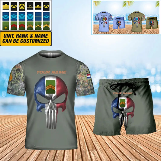 Personalized Netherlands Soldier/ Veteran Camo With Name And Rank Combo T-Shirt + Short 3D Printed  - 28052401QA