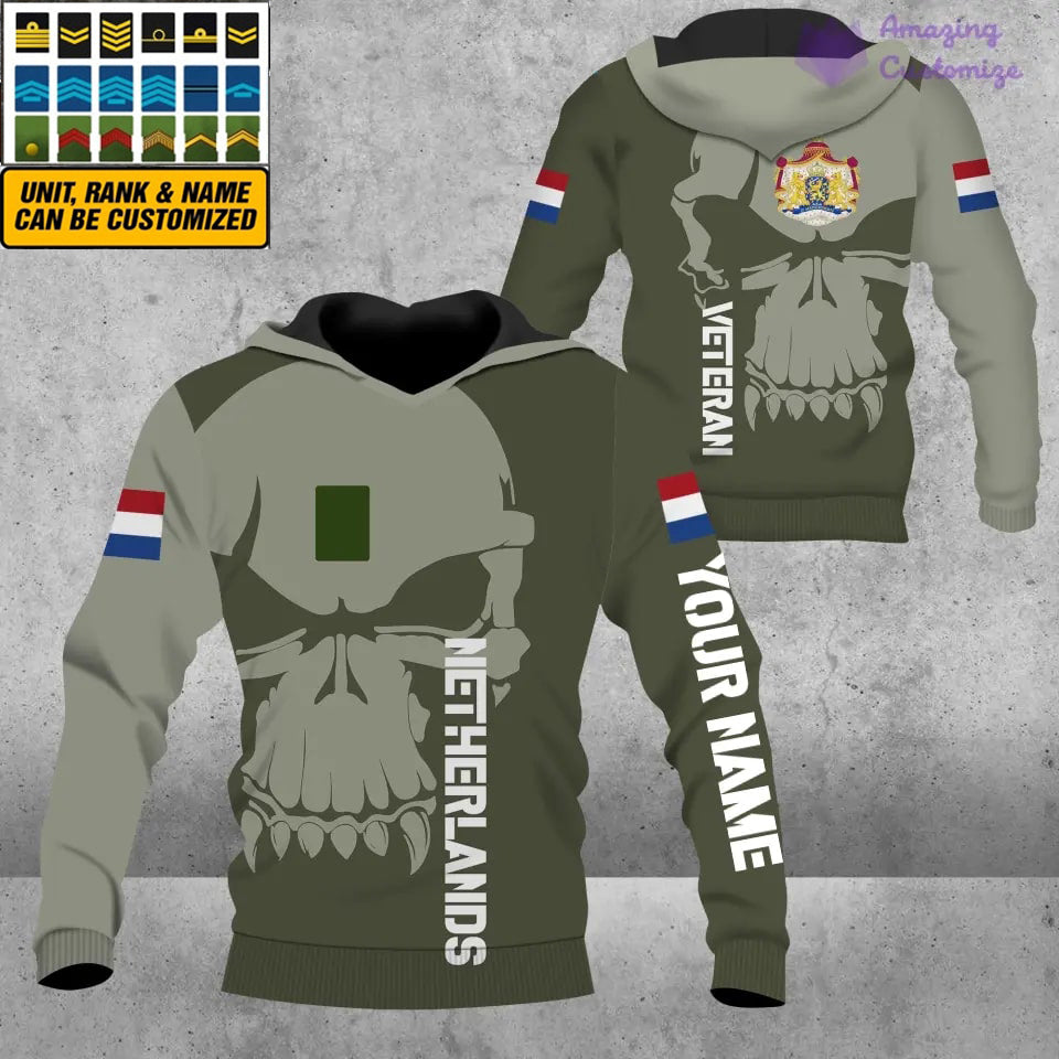 Personalisierter Kapuzenpullover mit Camouflage-Muster für niederländische Soldaten/Veteranen mit Namen und Rang, 3D-Druck – 17080416