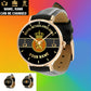 Personalized Netherlands Soldier/ Veteran With Name And Rank Black Stitched Leather Watch - 17097696  - Gold Version