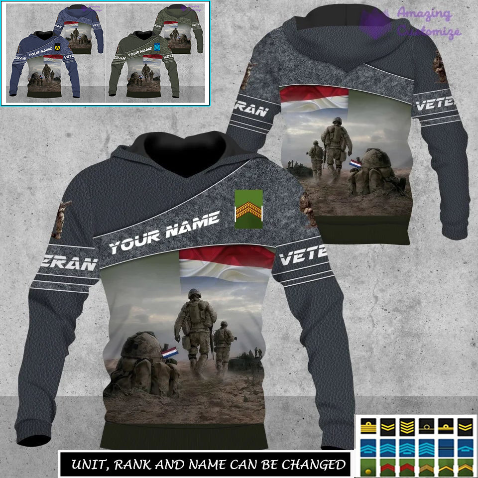 Personalized Netherlands Soldier/Veteran Camo with Name, Rank Hoodie All Over Printed - 17265312