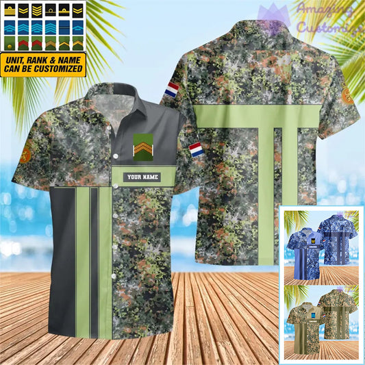 Camouflage personnalisé de soldat/vétéran des Pays-Bas avec nom et grade imprimés à Hawaï - 07052401QA