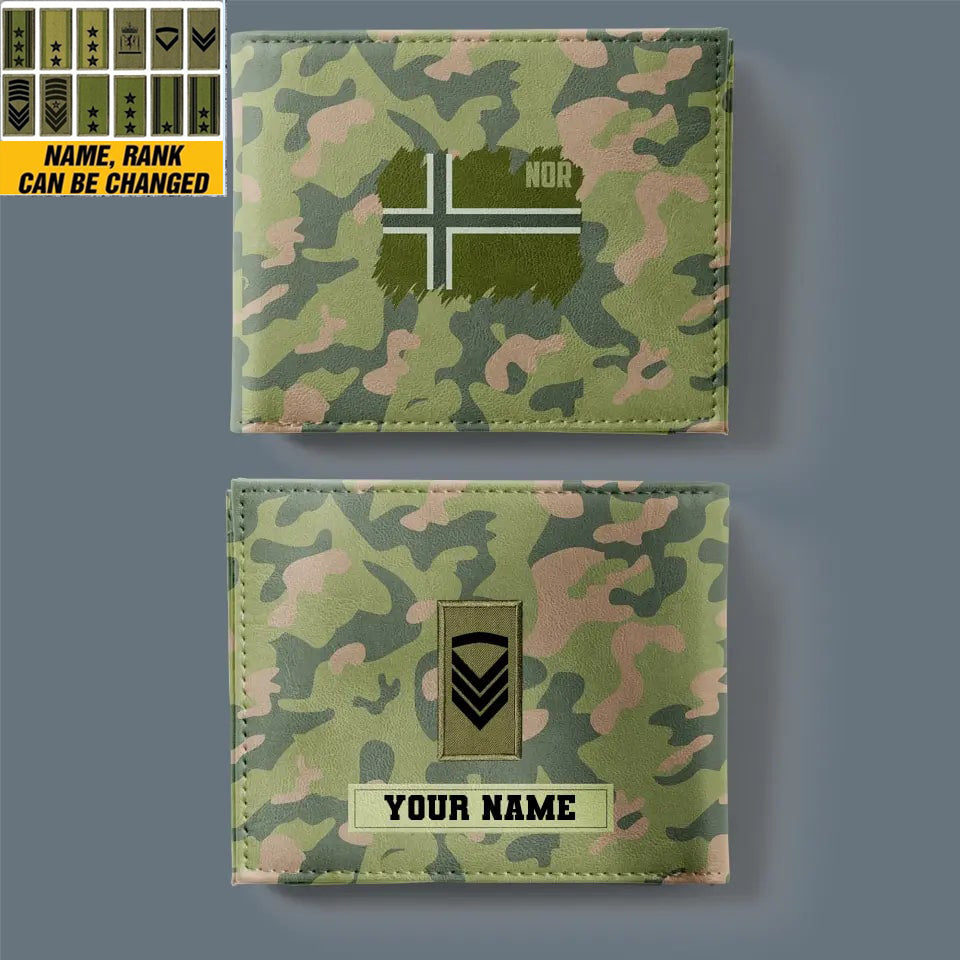 Portefeuille personnalisé avec camouflage soldat/vétéran norvégien avec nom et grade imprimé en 3D - 2501240001