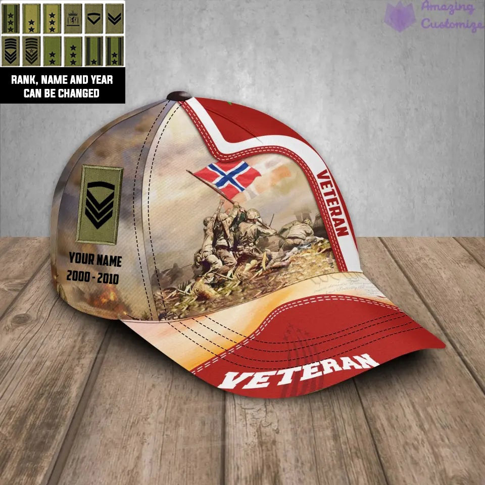 Personalized Rank, Year And Name Norway Soldier/Veterans Baseball Cap - 17177184