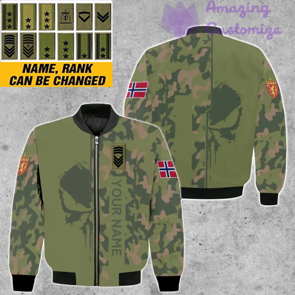 Veste de bombardier personnalisée avec camouflage soldat/vétéran norvégien avec nom et grade, imprimée en 3D - 10052401QA