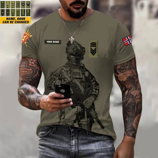 Personalized Norway Soldier/ Veteran Camo With Name And Rank T-shirt 3D Printed - 17042401QA