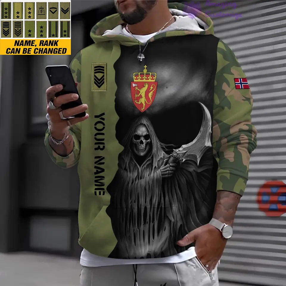 Personalized Norway Soldier/Veteran with Name and Rank 3D Hoodie All Over Printed - 17062272