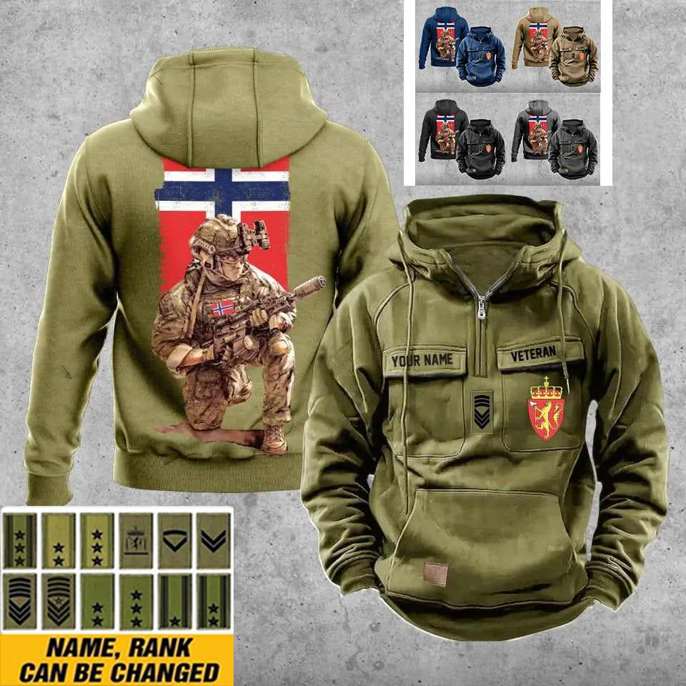 Personalisierter Norwegen Soldat/Veteran Vintage Kapuzenpullover Allover bedruckt - 21062402QA