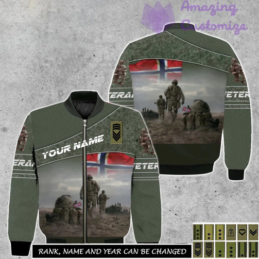 Personalized Norway Soldier/Veteran Camo with Name, Rank Bomber All Over Printed - 17265312