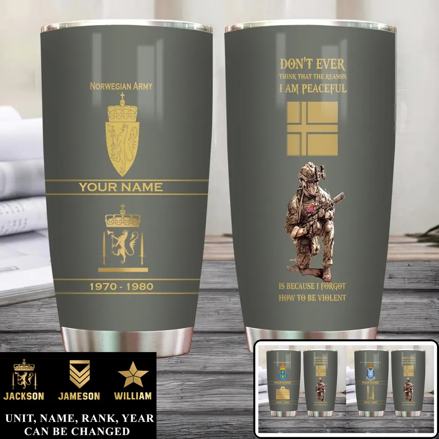 Personalized Norway Veteran/ Soldier With Rank, Year And Name Tumbler - 11062401QA