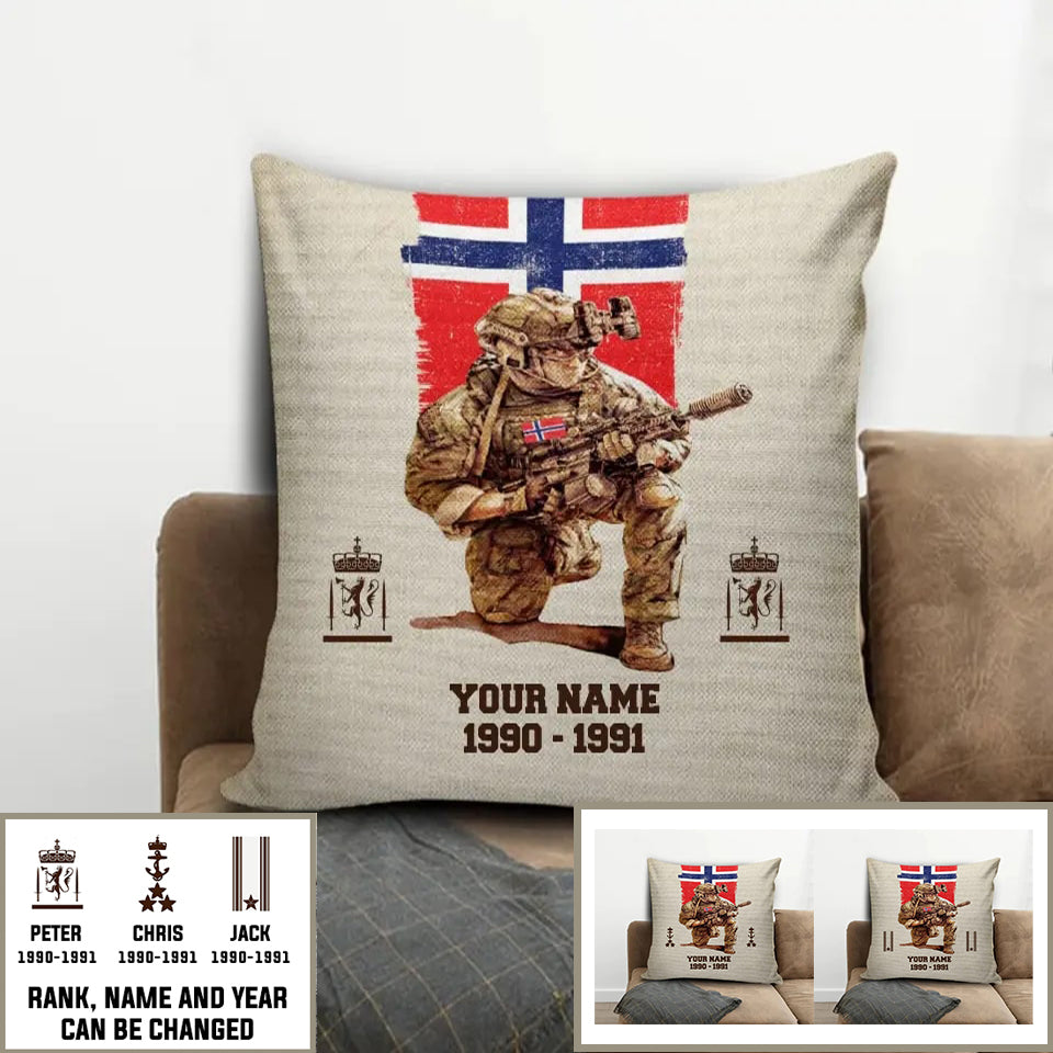 Personalized Norway Soldier/ Veteran With Name, Year And Rank Pillow 3D Printed - 03072401UT